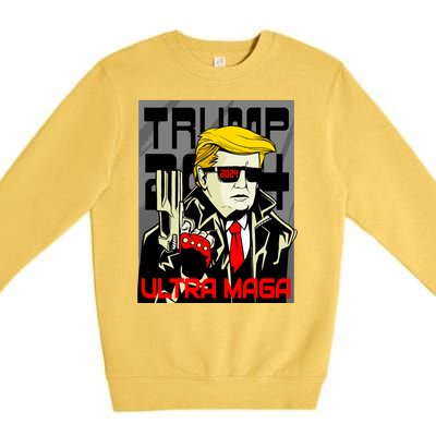 Great Ultra MAGA King Terminator Parody Trump 2024 Anti Biden Premium Crewneck Sweatshirt