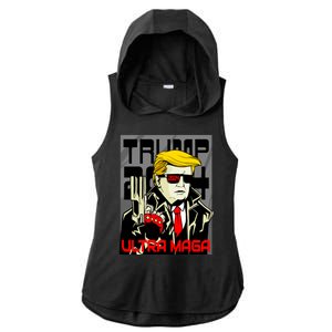 Great Ultra MAGA King Terminator Parody Trump 2024 Anti Biden Ladies PosiCharge Tri-Blend Wicking Draft Hoodie Tank