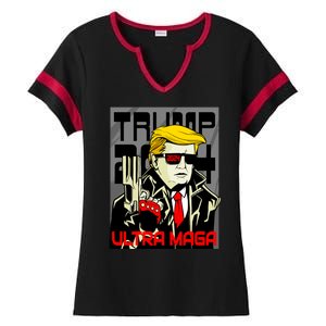 Great Ultra MAGA King Terminator Parody Trump 2024 Anti Biden Ladies Halftime Notch Neck Tee