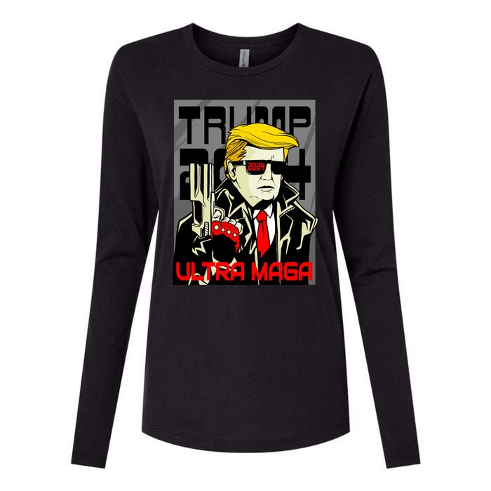 Great Ultra MAGA King Terminator Parody Trump 2024 Anti Biden Womens Cotton Relaxed Long Sleeve T-Shirt