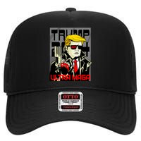 Great Ultra MAGA King Terminator Parody Trump 2024 Anti Biden High Crown Mesh Back Trucker Hat