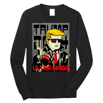 Great Ultra MAGA King Terminator Parody Trump 2024 Anti Biden Long Sleeve Shirt