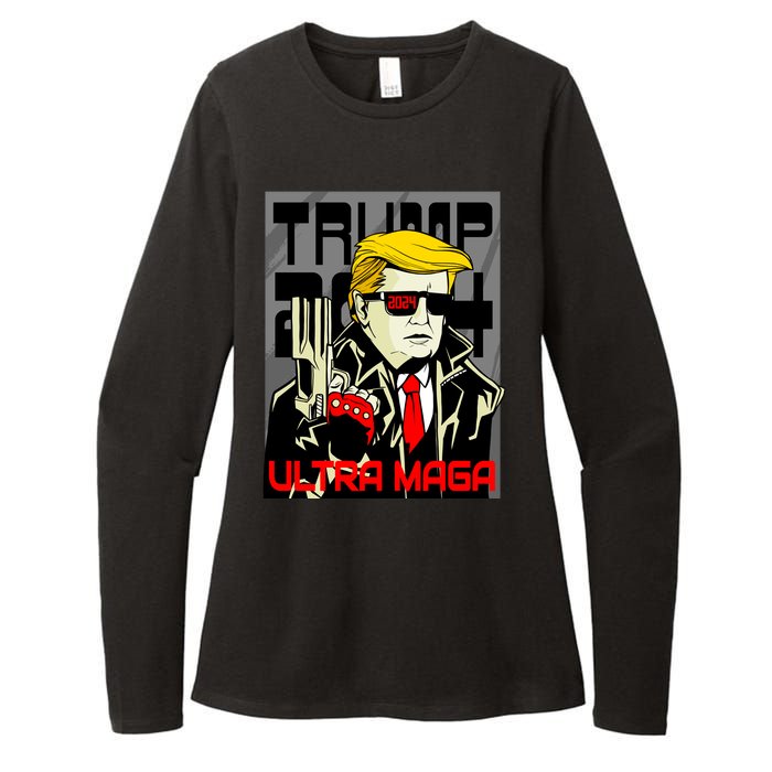 Great Ultra MAGA King Terminator Parody Trump 2024 Anti Biden Womens CVC Long Sleeve Shirt