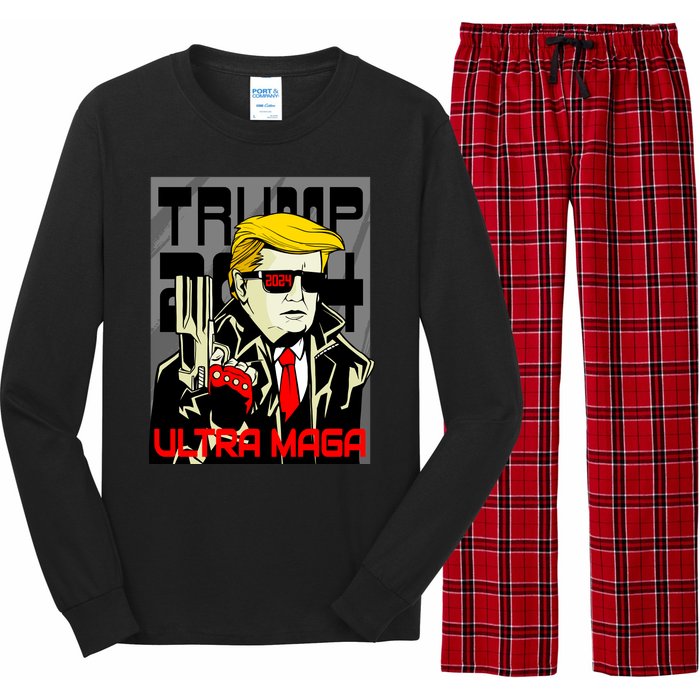 Great Ultra MAGA King Terminator Parody Trump 2024 Anti Biden Long Sleeve Pajama Set