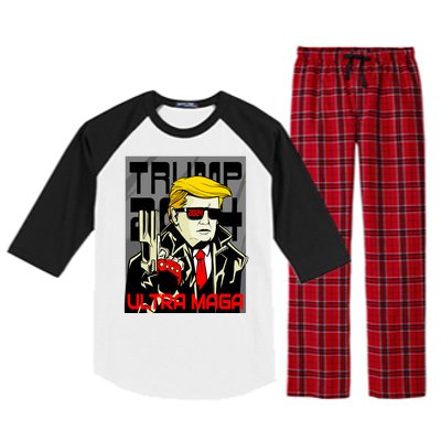 Great Ultra MAGA King Terminator Parody Trump 2024 Anti Biden Raglan Sleeve Pajama Set