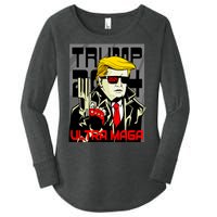 Great Ultra MAGA King Terminator Parody Trump 2024 Anti Biden Women's Perfect Tri Tunic Long Sleeve Shirt