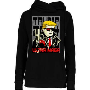 Great Ultra MAGA King Terminator Parody Trump 2024 Anti Biden Womens Funnel Neck Pullover Hood