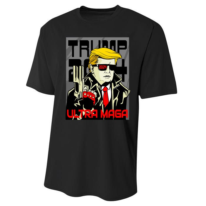 Great Ultra MAGA King Terminator Parody Trump 2024 Anti Biden Performance Sprint T-Shirt