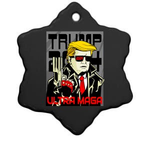 Great Ultra MAGA King Terminator Parody Trump 2024 Anti Biden Ceramic Star Ornament