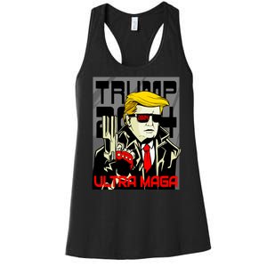 Great Ultra MAGA King Terminator Parody Trump 2024 Anti Biden Women's Racerback Tank