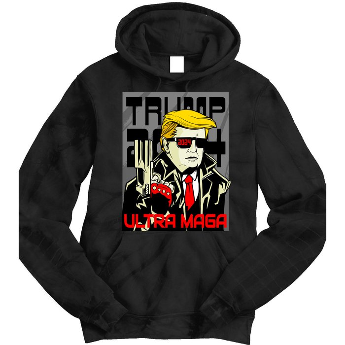 Great Ultra MAGA King Terminator Parody Trump 2024 Anti Biden Tie Dye Hoodie