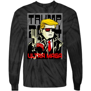 Great Ultra MAGA King Terminator Parody Trump 2024 Anti Biden Tie-Dye Long Sleeve Shirt