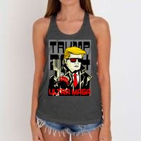 Great Ultra MAGA King Terminator Parody Trump 2024 Anti Biden Women's Knotted Racerback Tank