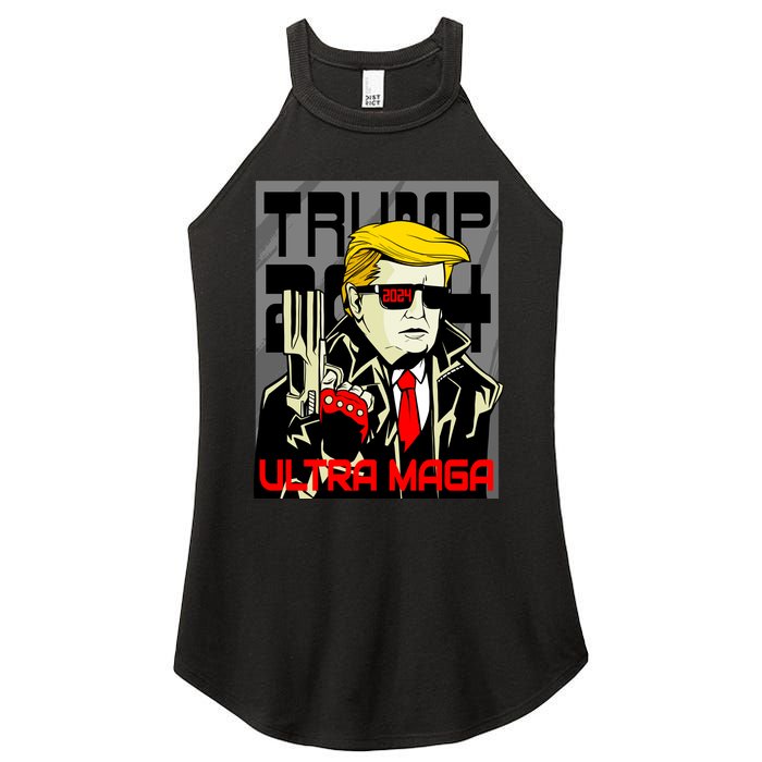 Great Ultra MAGA King Terminator Parody Trump 2024 Anti Biden Women's Perfect Tri Rocker Tank