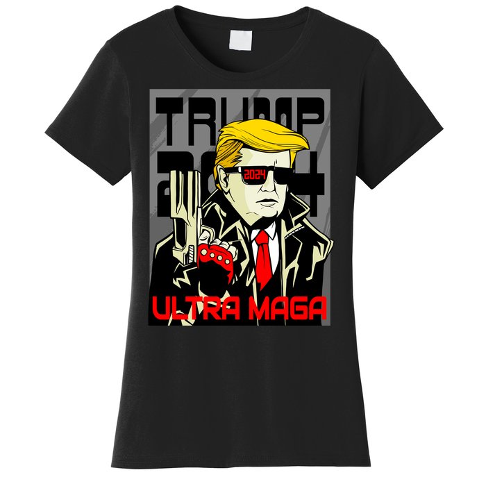 Great Ultra MAGA King Terminator Parody Trump 2024 Anti Biden Women's T-Shirt