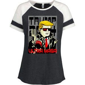 Great Ultra MAGA King Terminator Parody Trump 2024 Anti Biden Enza Ladies Jersey Colorblock Tee