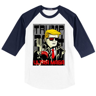 Great Ultra MAGA King Terminator Parody Trump 2024 Anti Biden Baseball Sleeve Shirt