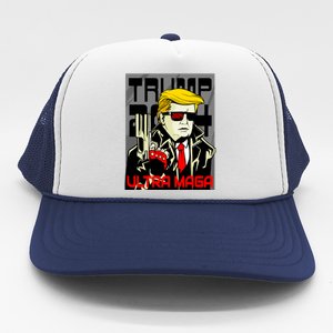 Great Ultra MAGA King Terminator Parody Trump 2024 Anti Biden Trucker Hat