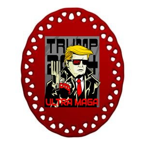 Great Ultra MAGA King Terminator Parody Trump 2024 Anti Biden Ceramic Oval Ornament