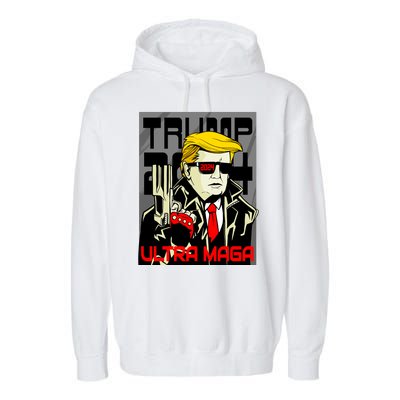 Great Ultra MAGA King Terminator Parody Trump 2024 Anti Biden Garment-Dyed Fleece Hoodie