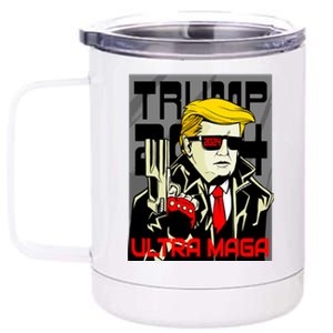 Great Ultra MAGA King Terminator Parody Trump 2024 Anti Biden 12 oz Stainless Steel Tumbler Cup