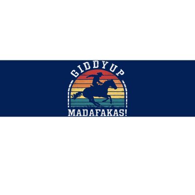 Giddy Up Madafakas Retro Cowboy Sunset Derby Humor Bumper Sticker