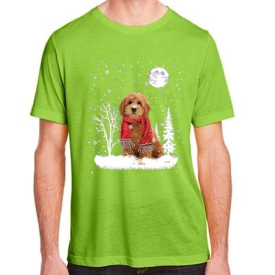 Goldendoodle Under Moonlight Snow Christmas Gift Adult ChromaSoft Performance T-Shirt