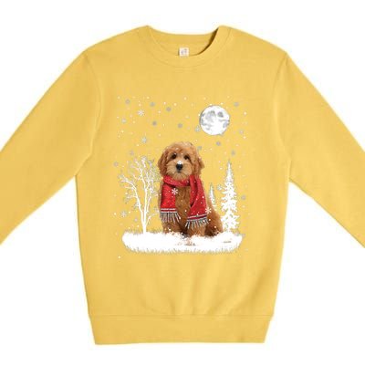 Goldendoodle Under Moonlight Snow Christmas Gift Premium Crewneck Sweatshirt