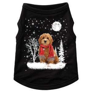 Goldendoodle Under Moonlight Snow Christmas Gift Doggie Tank