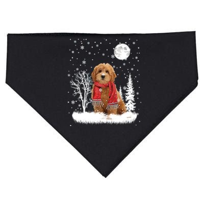 Goldendoodle Under Moonlight Snow Christmas Gift USA-Made Doggie Bandana