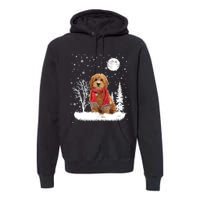 Goldendoodle Under Moonlight Snow Christmas Gift Premium Hoodie