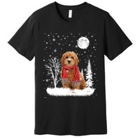 Goldendoodle Under Moonlight Snow Christmas Gift Premium T-Shirt