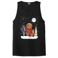 Goldendoodle Under Moonlight Snow Christmas Gift PosiCharge Competitor Tank