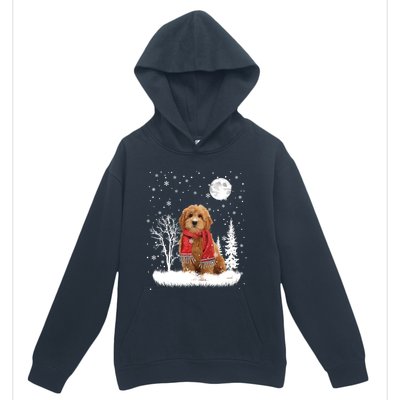 Goldendoodle Under Moonlight Snow Christmas Gift Urban Pullover Hoodie