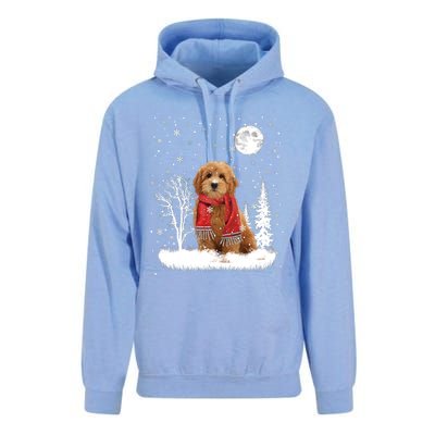 Goldendoodle Under Moonlight Snow Christmas Gift Unisex Surf Hoodie