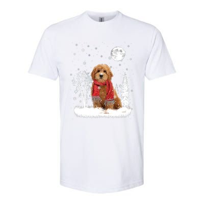 Goldendoodle Under Moonlight Snow Christmas Gift Softstyle CVC T-Shirt