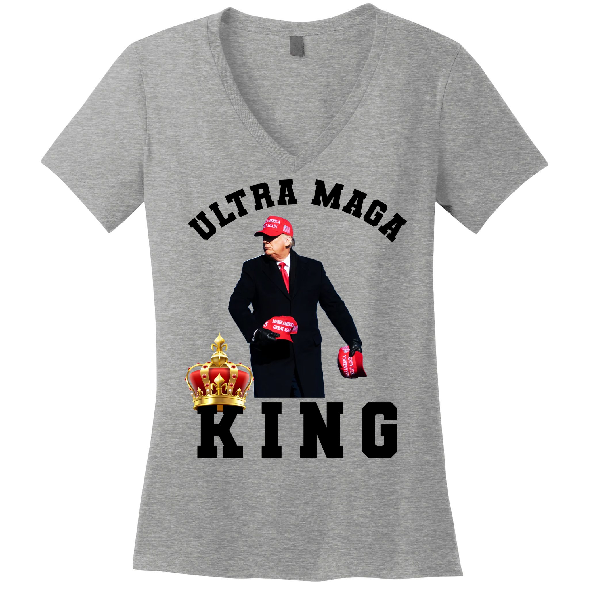 Great Ultra MAGA King Anti Biden Trump 2024 USA Women's V-Neck T-Shirt