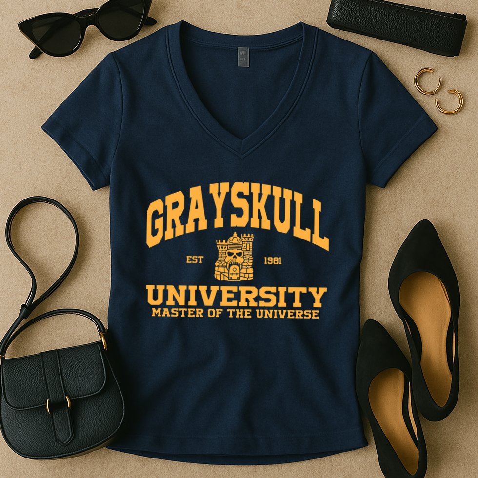 Grayskull University Master Of The Universe Women's V-Neck T-Shirt