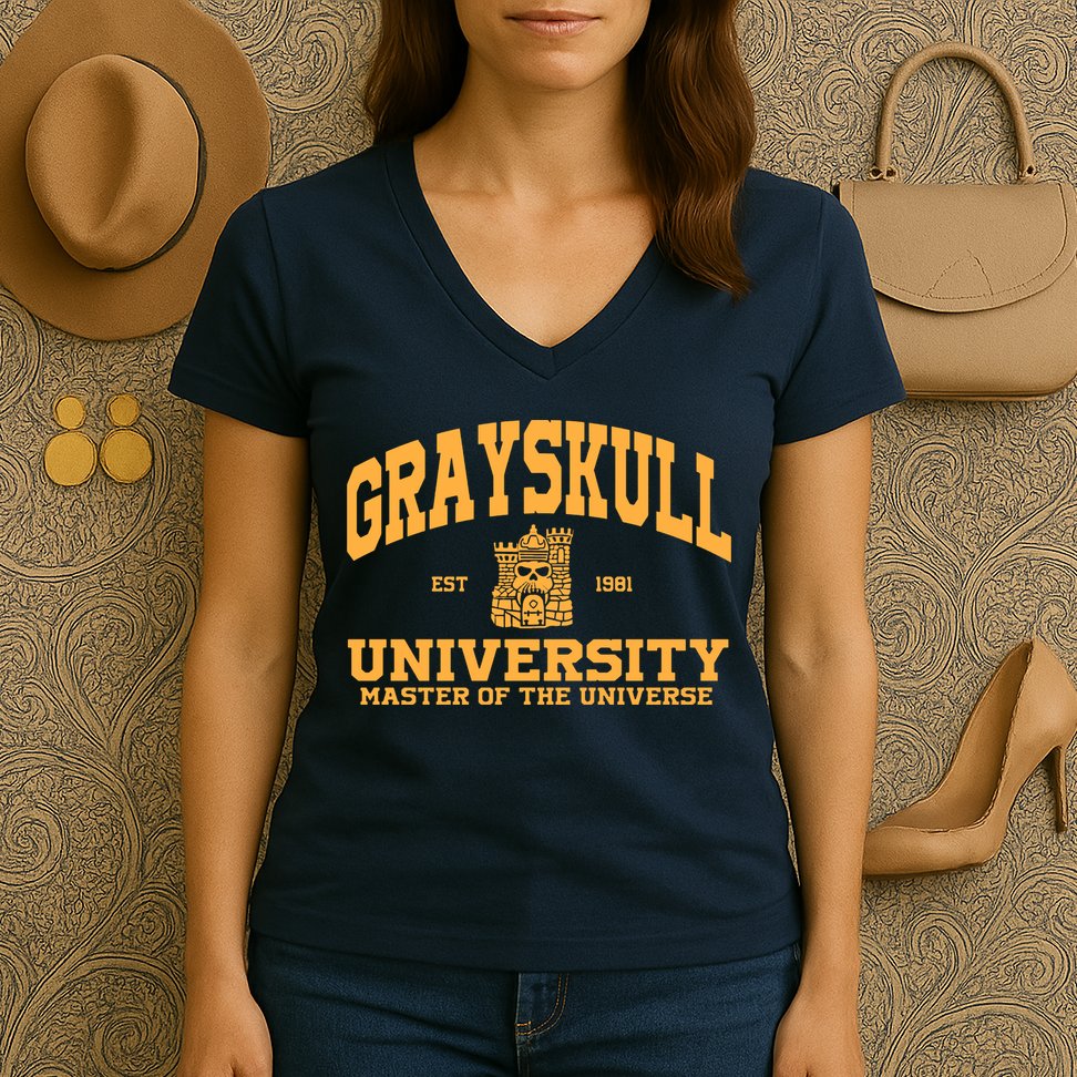 Grayskull University Master Of The Universe Women's V-Neck T-Shirt