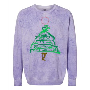 Gun Christmas Tree Colorblast Crewneck Sweatshirt