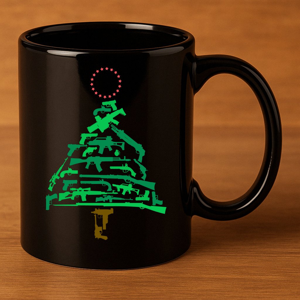Gun Christmas Tree 11oz C Handle Ceramic Mug