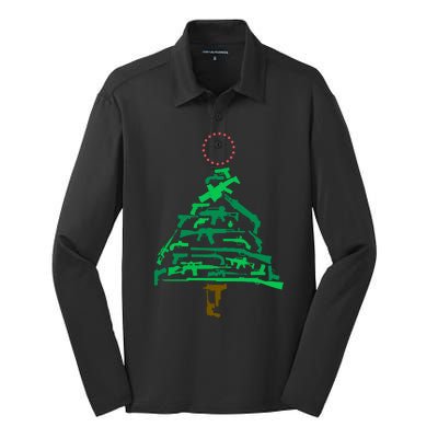 Gun Christmas Tree Silk Touch Performance Long Sleeve Polo