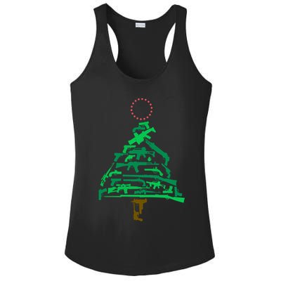 Gun Christmas Tree Ladies PosiCharge Competitor Racerback Tank