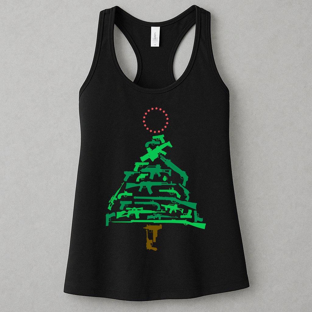 Gun Christmas Tree Womens Tank Top