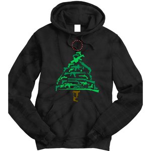 Gun Christmas Tree Tie Dye Hoodie