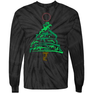 Gun Christmas Tree Tie-Dye Long Sleeve Shirt