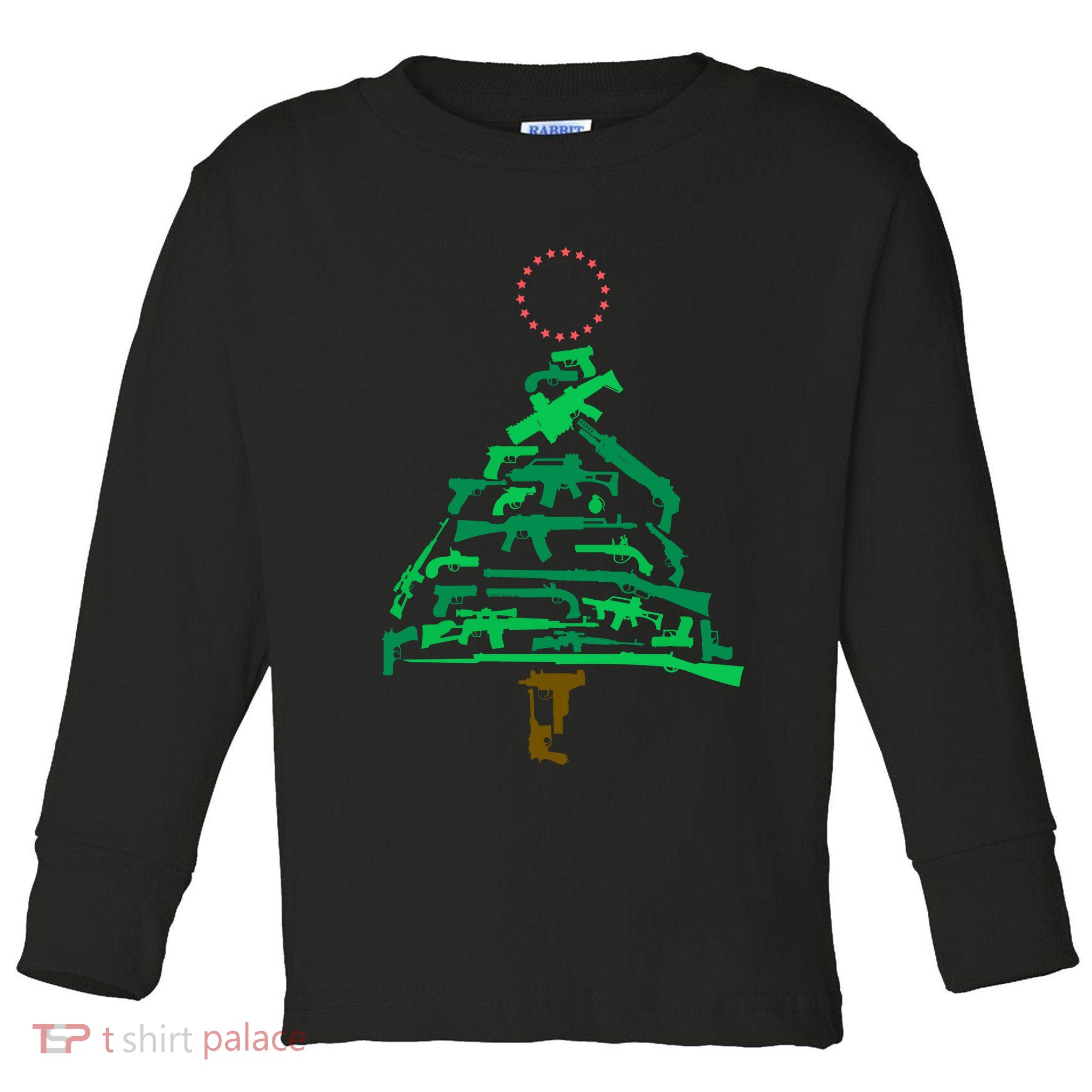 Gun Christmas Tree Toddler Long Sleeve Shirt