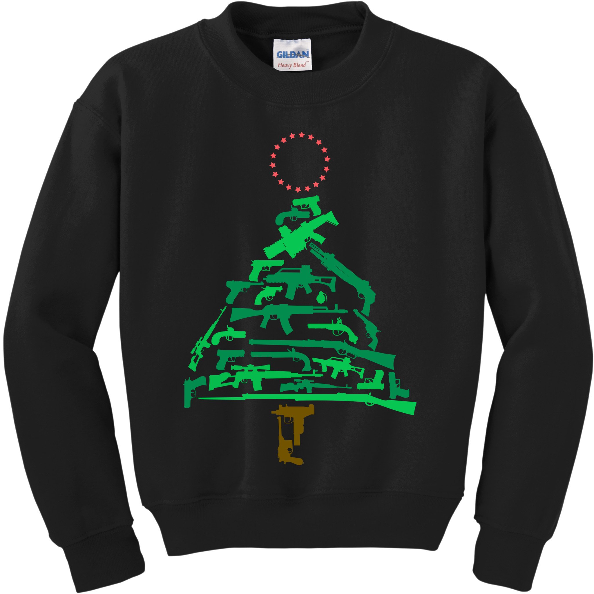 Gun Christmas Tree Kids Sweatshirt
