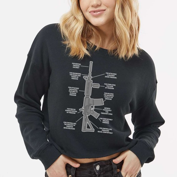 Gun For keeping Freedom Discreet Cropped Pullover Crew