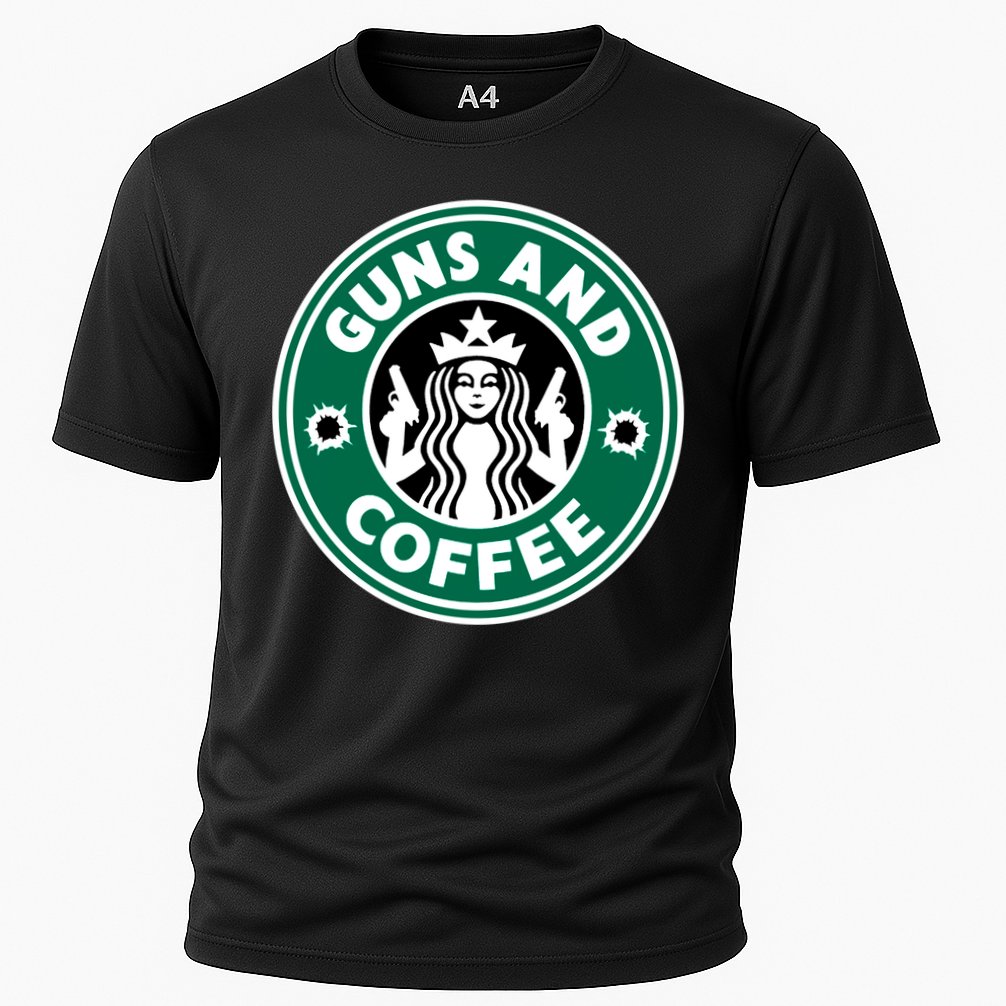 Guns And Coffee Cooling Performance Crew T-Shirt